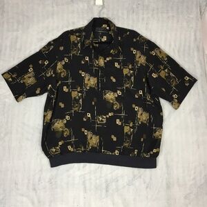 Fulton Street Shirt Mens 1X Banded Popover Abstract Print Quarter Button Front
